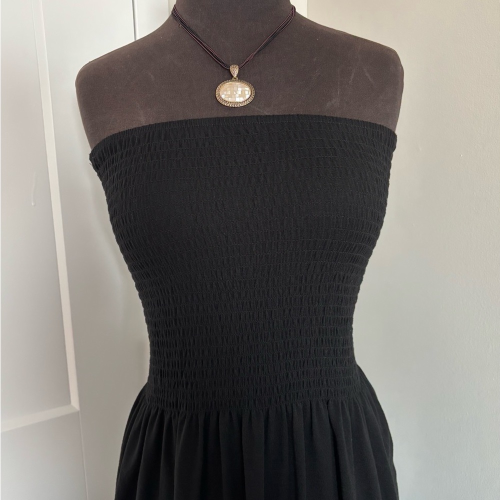 Black cotton stretch, Maxi dress.